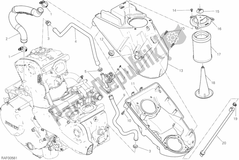 Toutes les pièces pour le Entrée D'air - Reniflard D'huile du Ducati Monster 1200 USA 2019